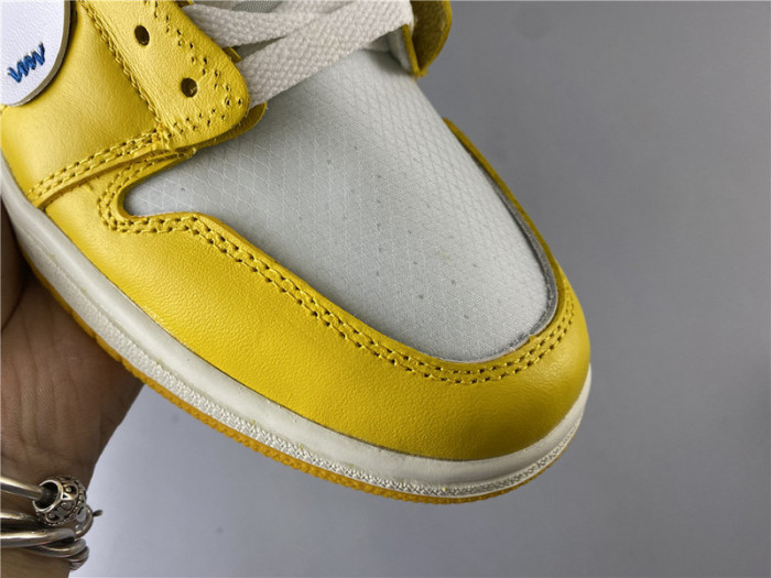 off white x air jordan 1 retro high og "canary yellow" aq0818-149