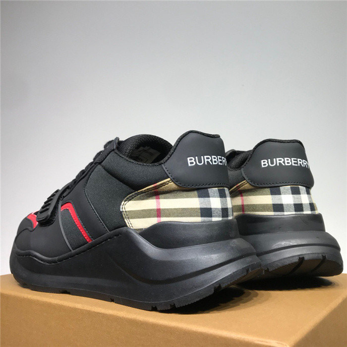 B**rry vintage check, leather and mesh sneakers