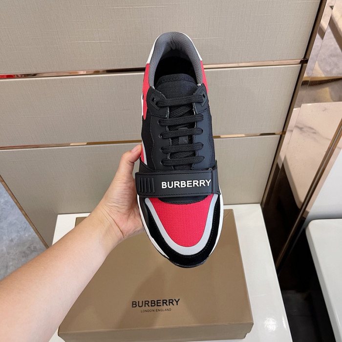 B**rry vintage check, leather and mesh sneakers