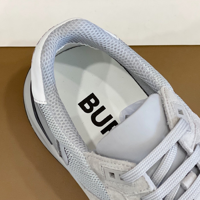 B**rry vintage check, leather and mesh sneakers