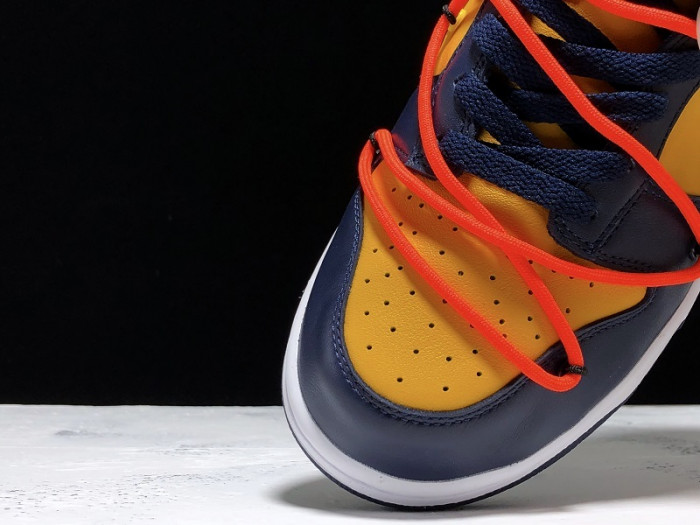 off white nike dunk low university gold midnight navy ct0856-700