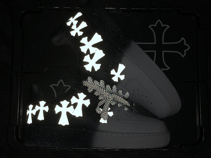 chrome hearts x nike air force 1 low 07 white/grey/black cw2288 111
