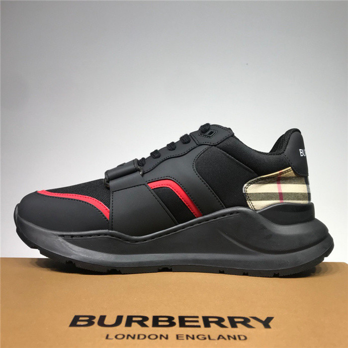 B**rry vintage check, leather and mesh sneakers