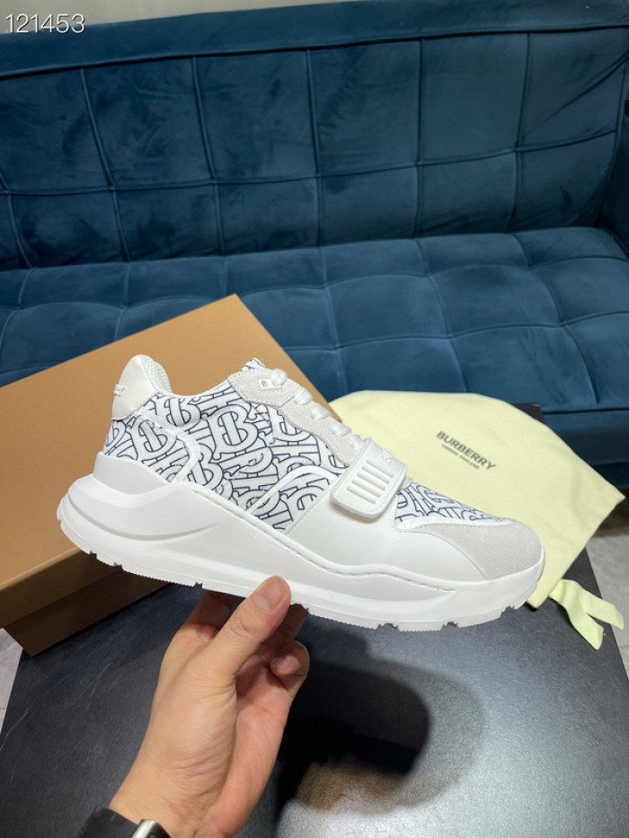 B**rry vintage check, leather and mesh sneakers