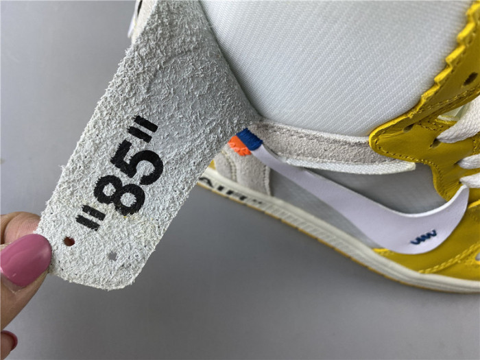 off white x air jordan 1 retro high og "canary yellow" aq0818-149