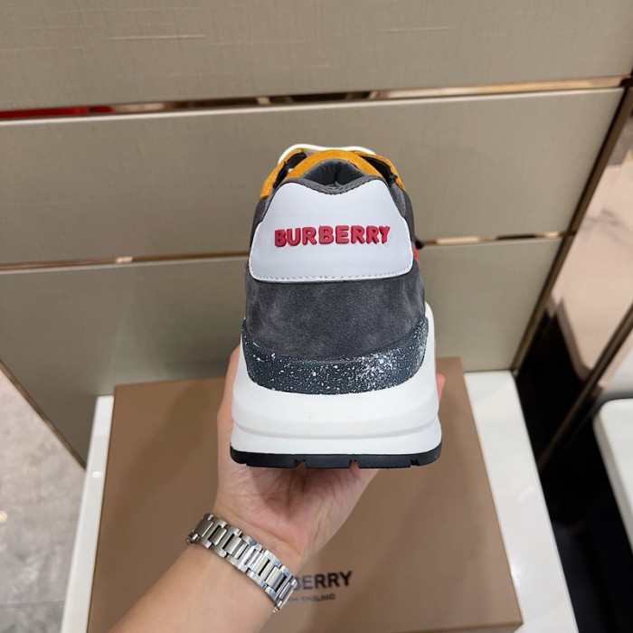B**rry vintage check, leather and mesh sneakers