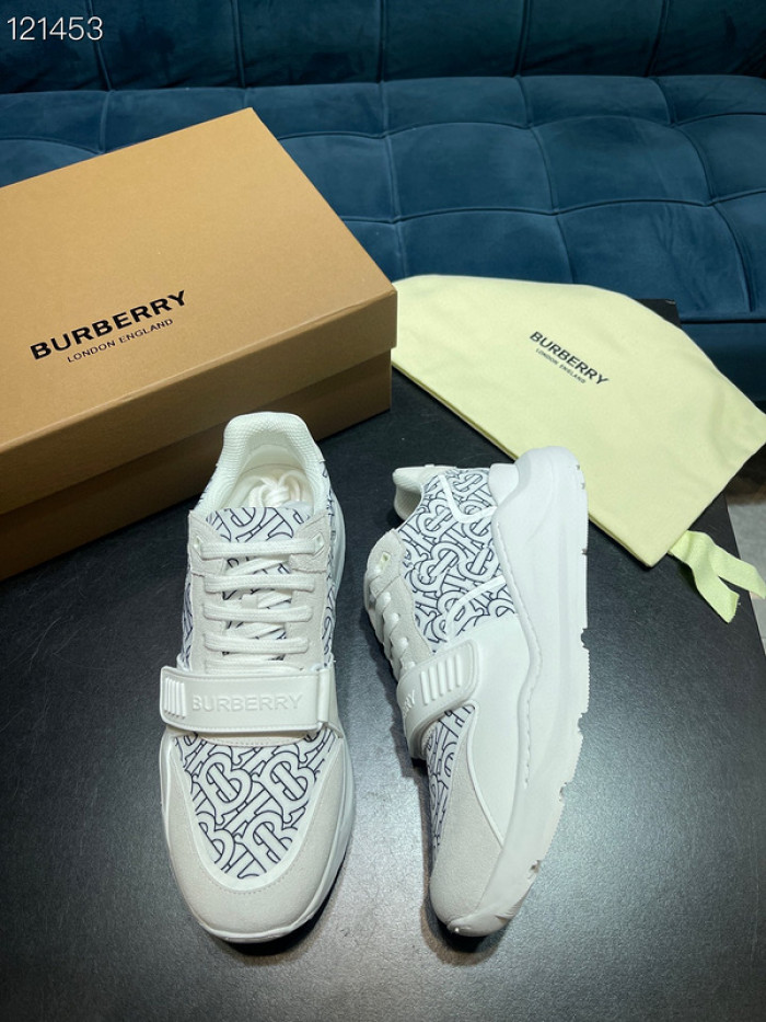 B**rry vintage check, leather and mesh sneakers