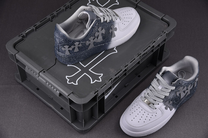chrome hearts x nike air force 1 low 07 white/grey/black cw2288 111